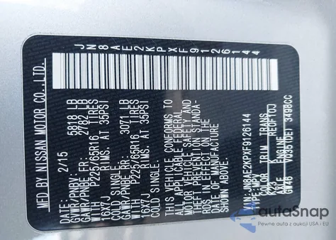 2015 Nissan Quest Sv from USA, damaged, VIN JN8AE2KPXF9126144